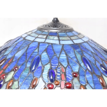 Lampa Witrażowa - Styl Tiffany Glass - Witraż - Ważki Niebieska Ozdoba