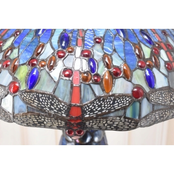 Lampa Witrażowa - Styl Tiffany Glass - Witraż - Ważki Niebieska Ozdoba