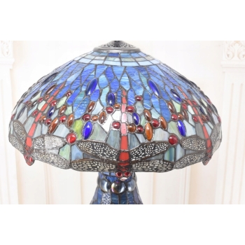 Lampa Witrażowa - Styl Tiffany Glass - Witraż - Ważki Niebieska Ozdoba