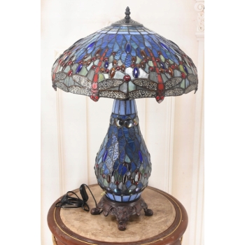 Lampa Witrażowa - Styl Tiffany Glass - Witraż - Ważki Niebieska Ozdoba