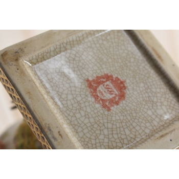 Porcelanowy Wazon Puchar Amfora Porcelana + Ważki z Brązu