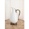 Biała Porcelanowa Karafka - Porcelana + Brąz - Prezent - Dzban - Dekoracja