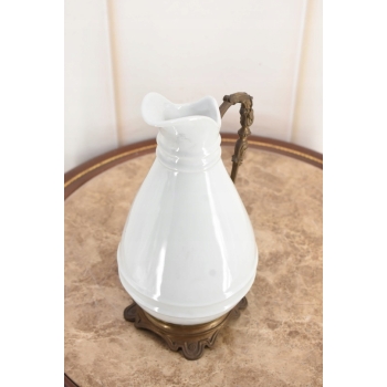Biała Porcelanowa Karafka - Porcelana + Brąz - Prezent - Dzban - Dekoracja