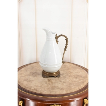 Biała Porcelanowa Karafka - Porcelana + Brąz - Prezent - Dzban - Dekoracja