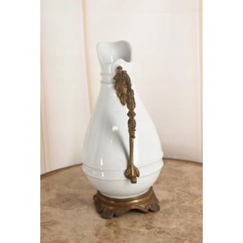 Biała Porcelanowa Karafka - Porcelana + Brąz - Prezent - Dzban - Dekoracja