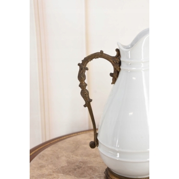 Biała Porcelanowa Karafka - Porcelana + Brąz - Prezent - Dzban - Dekoracja