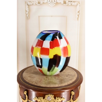 Szkło Murano Style - Kulisty Tęczowy Wazon Prezent