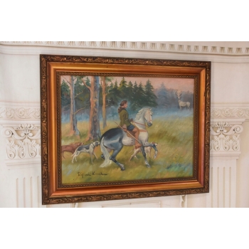 WOJCIECH KOSSAK - Św. Hubert - Patron Myśliwych - Piękny Stary Obraz