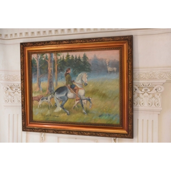 WOJCIECH KOSSAK - Św. Hubert - Patron Myśliwych - Piękny Stary Obraz