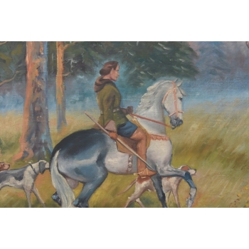 WOJCIECH KOSSAK - Św. Hubert - Patron Myśliwych - Piękny Stary Obraz