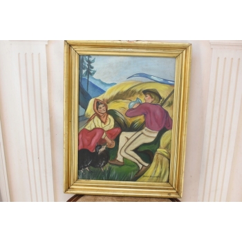 Zofia Stryjeńska - Góral i Góralka - Stary Portret Obraz Olejny