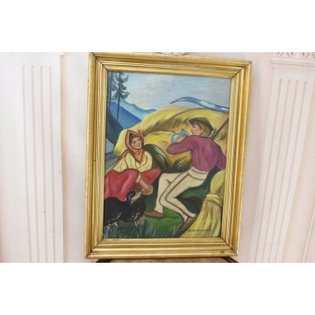 Zofia Stryjeńska - Góral i Góralka - Stary Portret Obraz Olejny