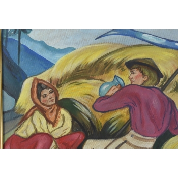 Zofia Stryjeńska - Góral i Góralka - Stary Portret Obraz Olejny