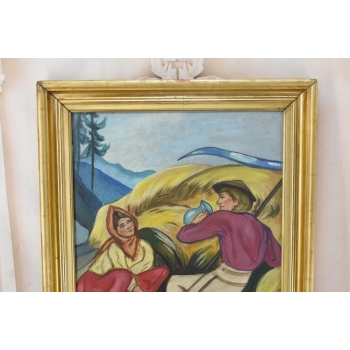 Zofia Stryjeńska - Góral i Góralka - Stary Portret Obraz Olejny