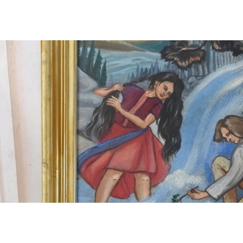 Zofia Stryjeńska - Góral i Góralka - Stary Portret Obraz Olejny