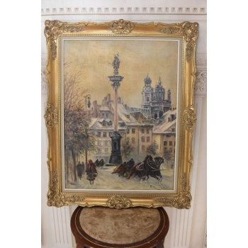 W. Chmieliński - Warszawa Kolumna Zygmunta - Stary Obraz Olejny