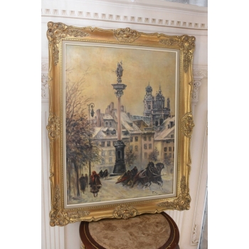 W. Chmieliński - Warszawa Kolumna Zygmunta - Stary Obraz Olejny