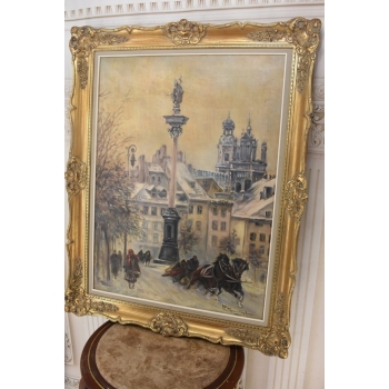 W. Chmieliński - Warszawa Kolumna Zygmunta - Stary Obraz Olejny