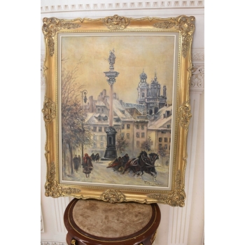 W. Chmieliński - Warszawa Kolumna Zygmunta - Stary Obraz Olejny