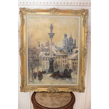 W. Chmieliński - Warszawa Kolumna Zygmunta - Stary Obraz Olejny