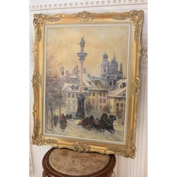 W. Chmieliński - Warszawa Kolumna Zygmunta - Stary Obraz Olejny