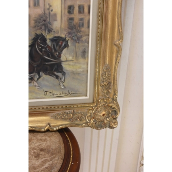 W. Chmieliński - Warszawa Kolumna Zygmunta - Stary Obraz Olejny