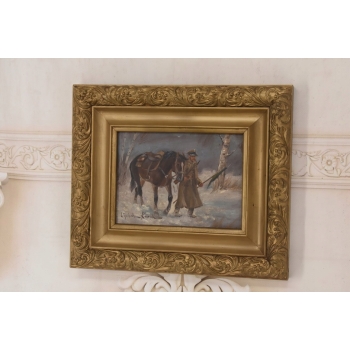 Wojciech Kossak - Powrót Żołnierza z Wojny - Polski Stary Obraz Olejny