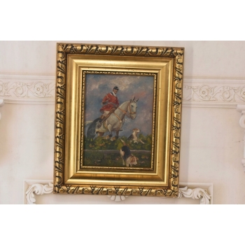 Wojciech Kossak - Myśliwy z Psami - Polski Stary Obraz Olejny