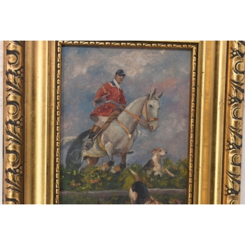 Wojciech Kossak - Myśliwy z Psami - Polski Stary Obraz Olejny