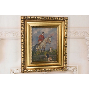 Wojciech Kossak - Myśliwy z Psami - Polski Stary Obraz Olejny