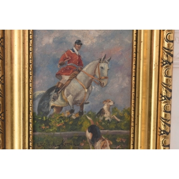 Wojciech Kossak - Myśliwy z Psami - Polski Stary Obraz Olejny