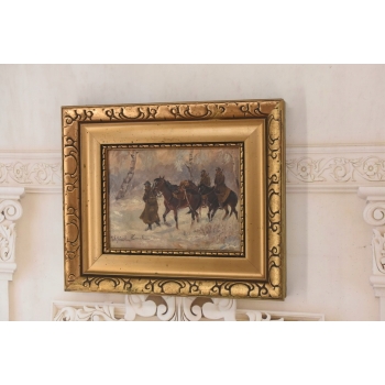 Wojciech Kossak -Polscy Żołnierze na Koniach - Polski Stary Obraz Olejny