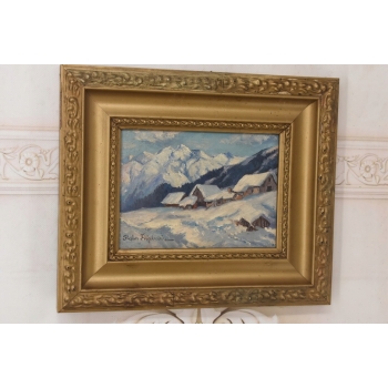 Stefan Filipkiewicz - Widok na Tatry Rysy - Polski Stary Obraz Olejny