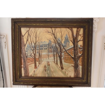 J. Fałat - Wawel - Widok na Zamek Królewski - Stary Polski Obraz - Kolekcja