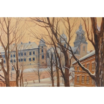 J. Fałat - Wawel - Widok na Zamek Królewski - Stary Polski Obraz - Kolekcja