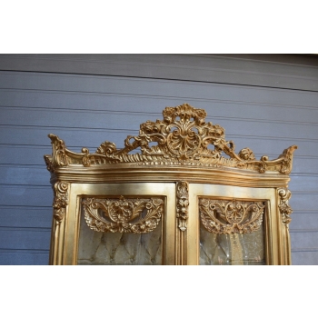 Duża Francuska Witryna 100% Drewno - GIĘTE SZYBY Gablota Serwantka