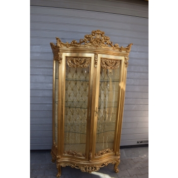 Duża Francuska Witryna 100% Drewno - GIĘTE SZYBY Gablota Serwantka