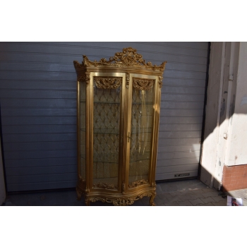 Duża Francuska Witryna 100% Drewno - GIĘTE SZYBY Gablota Serwantka