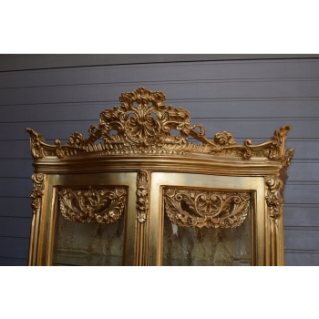 Duża Francuska Witryna 100% Drewno - GIĘTE SZYBY Gablota Serwantka