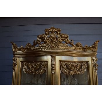 Duża Francuska Witryna 100% Drewno - GIĘTE SZYBY Gablota Serwantka