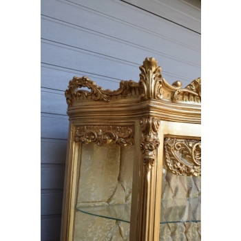 Duża Francuska Witryna 100% Drewno - GIĘTE SZYBY Gablota Serwantka