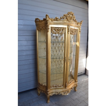 Duża Francuska Witryna 100% Drewno - GIĘTE SZYBY Gablota Serwantka