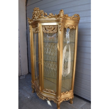 Duża Francuska Witryna 100% Drewno - GIĘTE SZYBY Gablota Serwantka