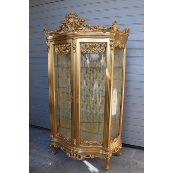 Duża Francuska Witryna 100% Drewno - GIĘTE SZYBY Gablota Serwantka