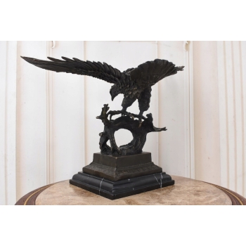 Atakujący Orzeł z Brązu - Sokół Jastrząb - Figura Rzeźba Brąz - Dekoracja