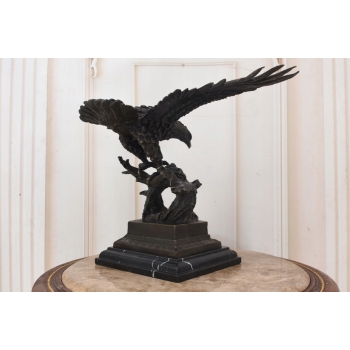 Atakujący Orzeł z Brązu - Sokół Jastrząb - Figura Rzeźba Brąz - Dekoracja