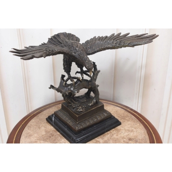 Atakujący Orzeł z Brązu - Sokół Jastrząb - Figura Rzeźba Brąz - Dekoracja