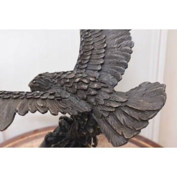 Atakujący Orzeł z Brązu - Sokół Jastrząb - Figura Rzeźba Brąz - Dekoracja