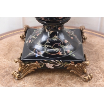 Czarny Porcelanowy Wazon z Ważkami - Amfora Puchar - Porcelana + Brąz