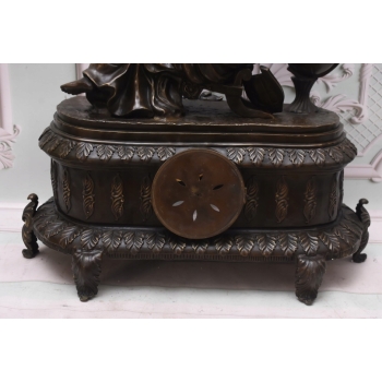 Duży Zegar Kominkowy Nakręcany - Postaciowy Kobieta - Figura Rzeźba z Brązu